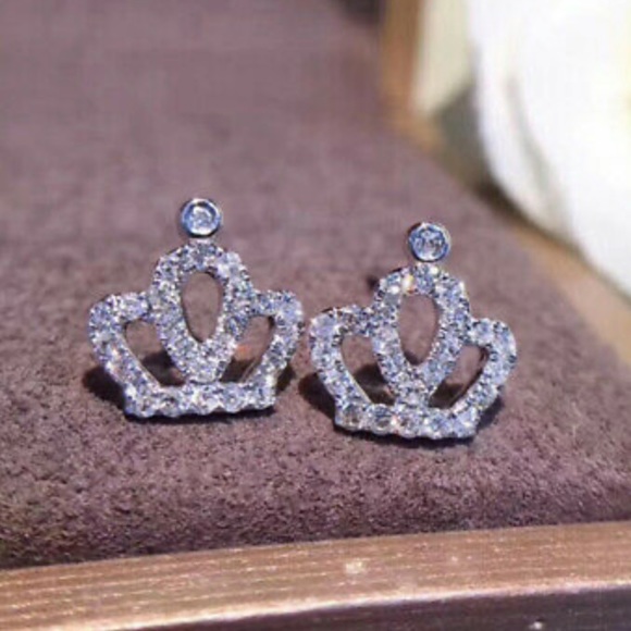 Jewelry - New Sterling silver Crown Diamond Stud Earrings